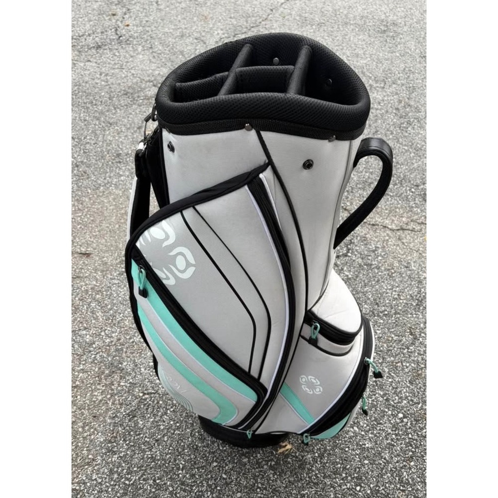Cleveland Golf Bloom Cart Bag White Mint Green 5-Way Top with Rain Hood